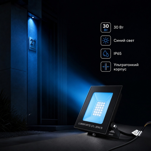 Прожектор уличный светодиодный синее свечение LUMIN'ARTE LFL-30W/B Lumin'arte