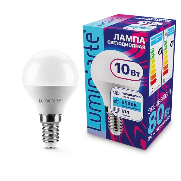 

Светодиодная лампа 10Вт 6500K E14 Lumin'arte LSTD-G45-10W6KE14, LSTD-G45-10W6KE14