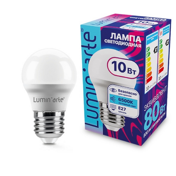

Светодиодная лампа 10Вт 6500K E27 Lumin'arte LSTD-G45-10W6KE27, LSTD-G45-10W6KE27