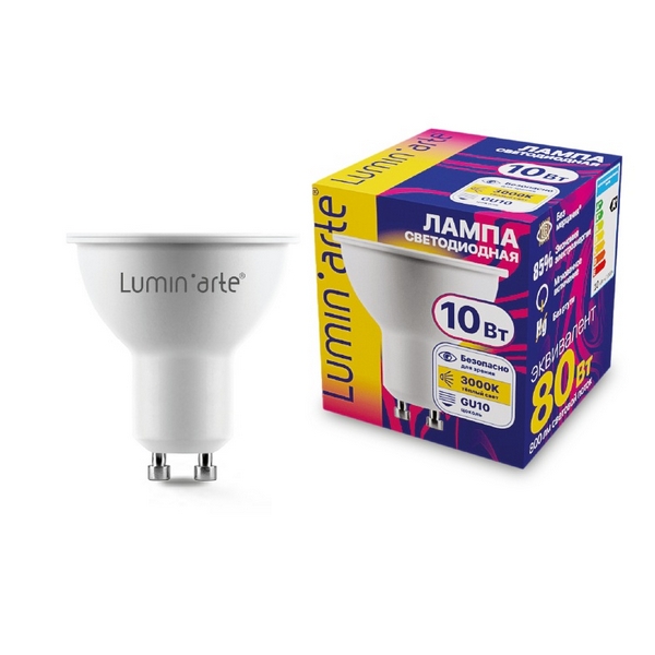 

Светодиодная лампа 10Вт 3000K GU10 Lumin'arte LSTD-PAR16-10W3KGU10, LSTD-PAR16-10W3KGU10