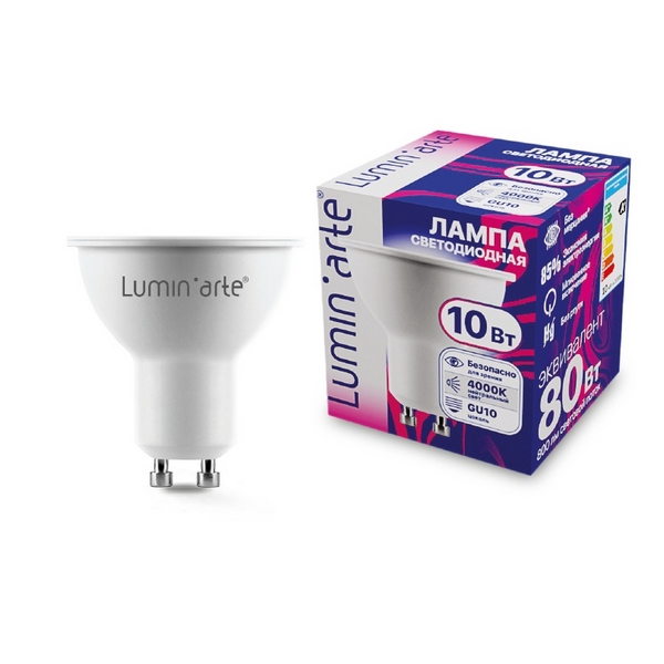 

Светодиодная лампа 10Вт 4000K GU10 Lumin'arte LSTD-PAR16-10W4KGU10, LSTD-PAR16-10W4KGU10