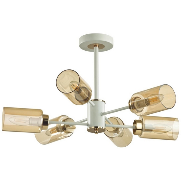 

Потолочная люстра на штанге Lumion Dallin 5639/6C белый, золотой E14 6*40W 220V, Бежевый, Dallin 5639/6C