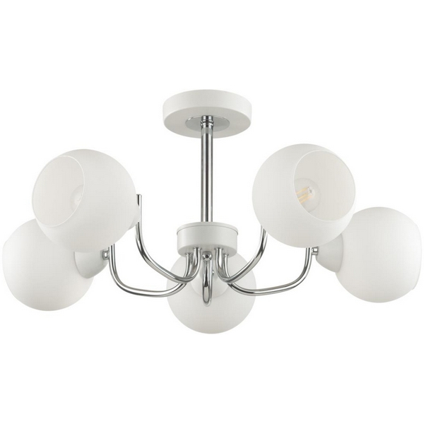 

Потолочная люстар на штанге Lumion Bliss 5641/5C белый, хром E27 5*60W 220V, Bliss 5641/5C