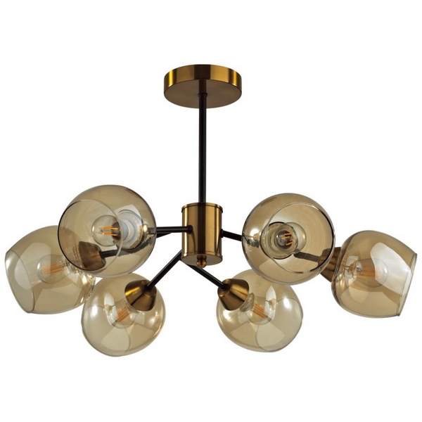 

Потолочная люстра на штанге Lumion Odell 5649/6C черный, бронза E27 6*60W 220V, Бежевый, Odell 5649/6C