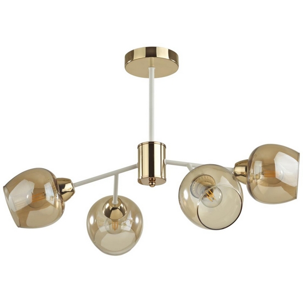 

Потолочная люстра на штанге Lumion Odell 5650/4C белый, золотой E27 4*60W 220V, Бежевый, Odell 5650/4C