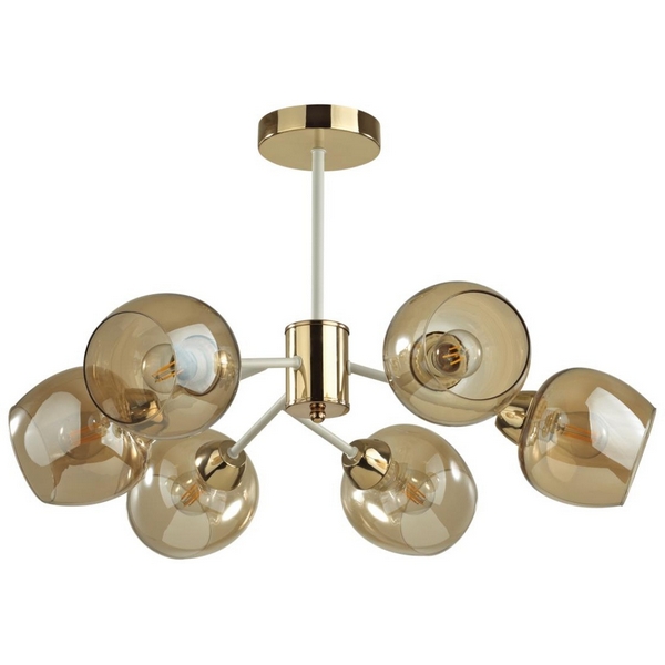 

Потолочная люстра на штанге Lumion Odell 5650/6C белый, золотой E27 6*60W 220V, Бежевый, Odell 5650/6C