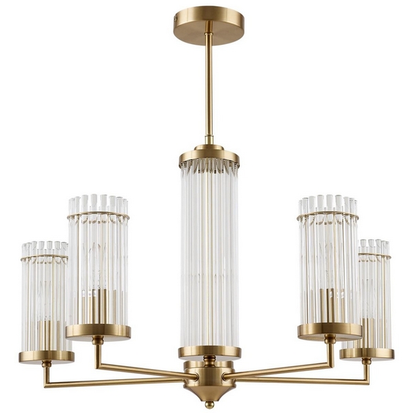

Потолочная люстра на штанге Lumion Ellow 6527/5 латунь E14 5*40W 220V, Прозрачный, Ellow 6527/5
