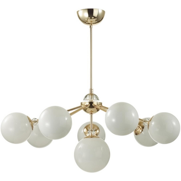 

Потолочная люстра на штанге Lumion Marsha 6536/8C золотой E27 8*40W 220V шарики, Белый, Marsha 6536/8C