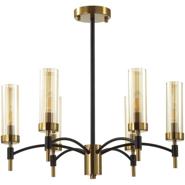

Потолочная люстра на штанге Lumion Sharon 6538/6C черный, латунь E14 6*40W 220V, Янтарный, Sharon 6538/6C