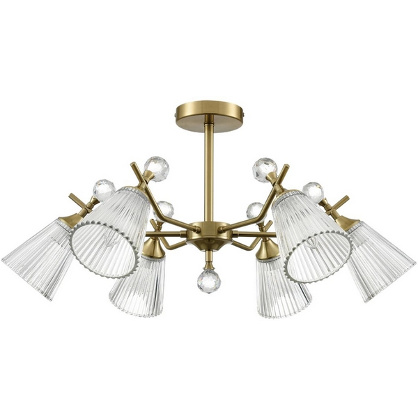 

Потолочная люстра на штанге Lumion Aurica 8046/6C латунь/прозрачное стекло Е14 6*40W 220V, Прозрачный, Aurica 8046/6C