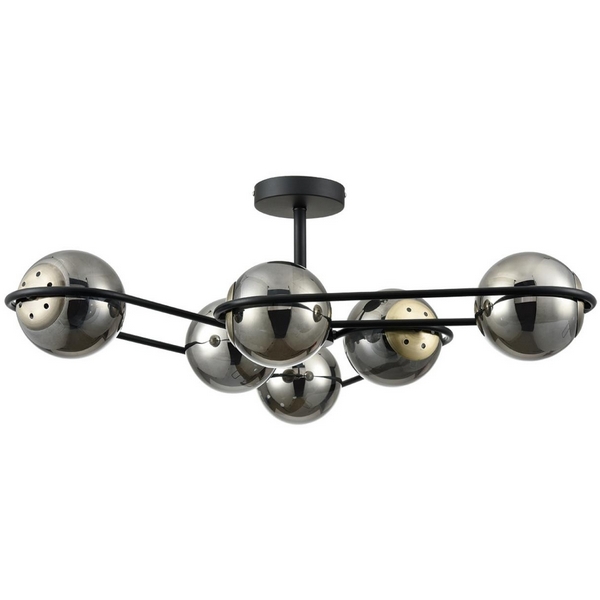 

Потолочная люстра на штанге Lumion Camilie 8060/6C черный/дымчатый металл/стекло E27 6*60W 220V, Camilie 8060/6C