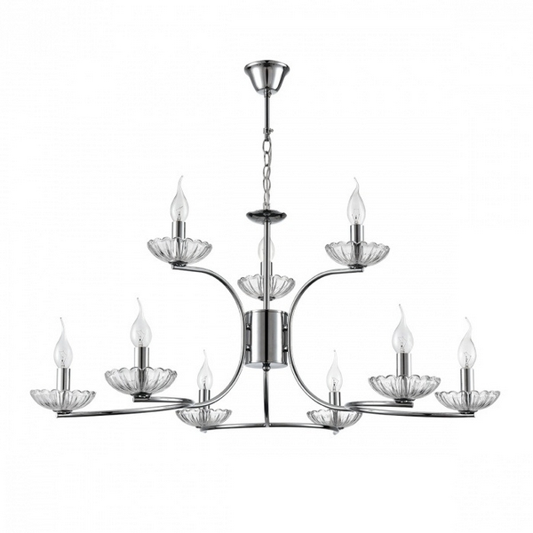 

Подвесная люстра Lumion Lolina 8155/9 хром, металл/стекло Е14 9*40W 220V подсвечник, Lolina 8155/9