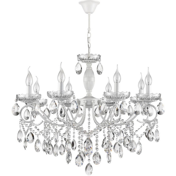 

Подвесная люстра Lumion Snow 8189/8 белый, металл/хрусталь E14 8*40W 220V подсвечник с подвесками, Snow 8189/8