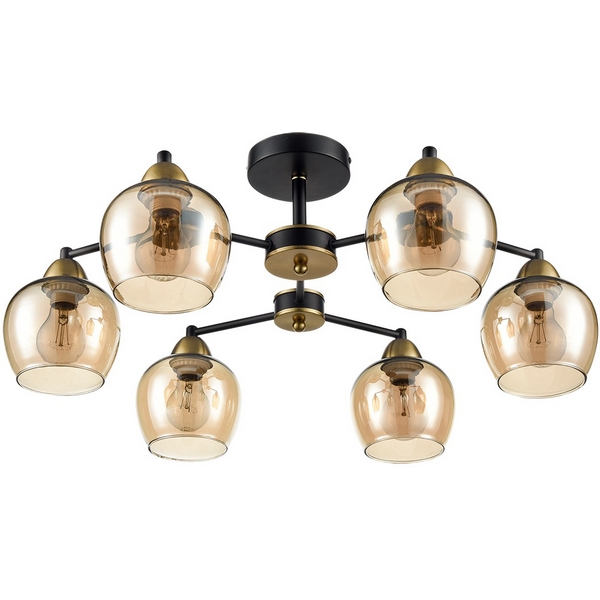Изображение товара Потолочная люстра Lumion 8249/6C Черный/Золото Янтарный на штанге, 6xE27
