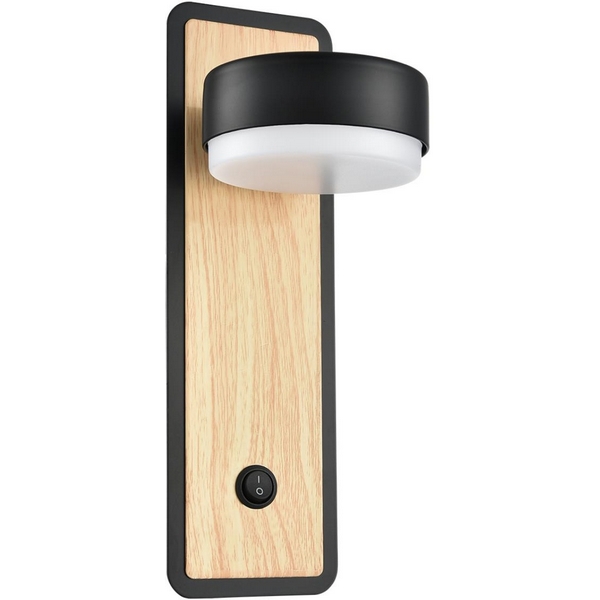 

Настенный светильник Lumion Leland 8264/1W металл, черный/дерево GX53 LED 1*7W 220V, Leland 8264/1W