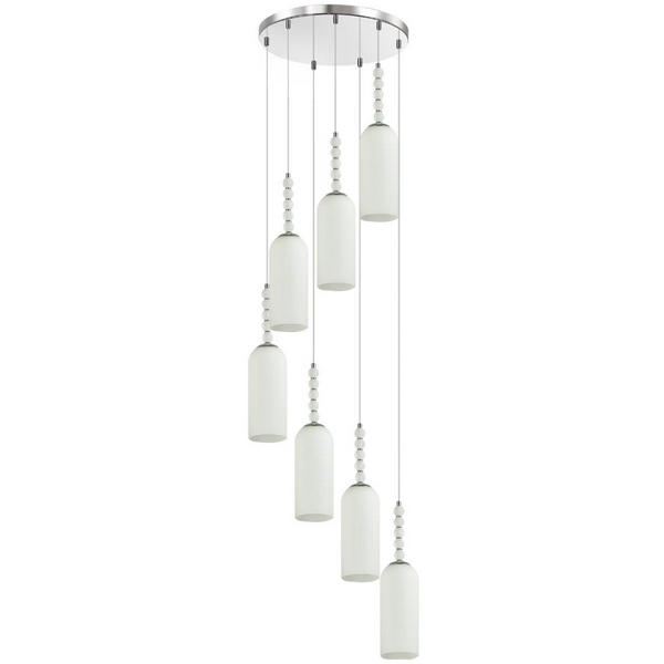 

Потолочная люстра каскадная Lumion Emily 8270/7A хром/белый, металл/стекло Е14 7*40W 220V, Tracy 8270/7A