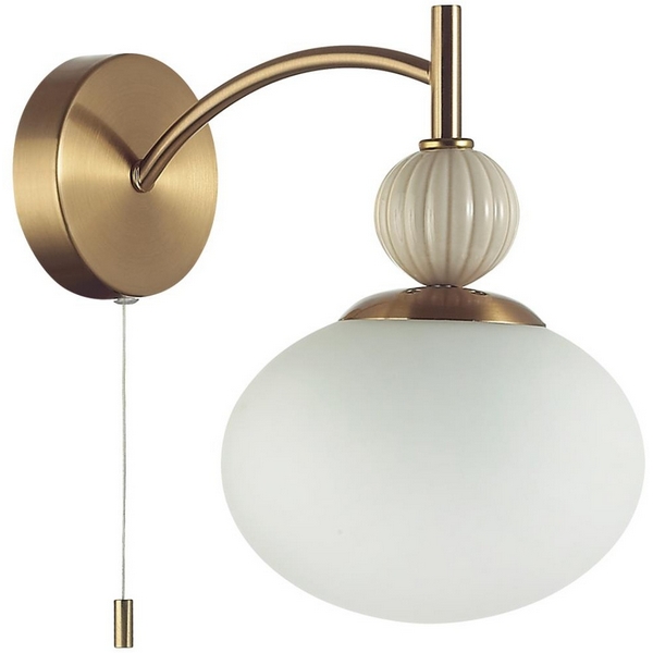 

Бра с выключателем сонетка Lumion Gloriya 8272/1W NEOCLASSI латунь/бежевый/белый, металл/керамика/стекло Е14 1*40W 220V, Gloriya 8272/1W