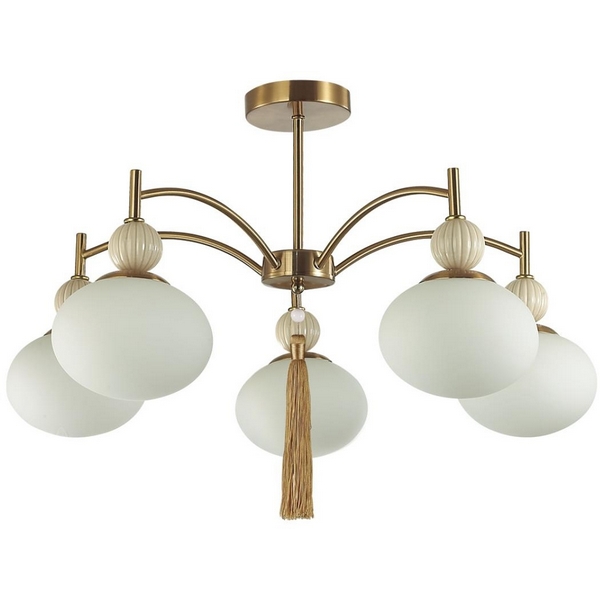 

Люстра для гостиной потолочная на штанге Lumion Gloriya 8272/5C латунь/бежевый/белый, металл/керамика/стекло Е14 5*40W 220V, Gloriya 8272/5C