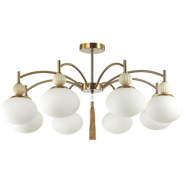 

Потолочная люстра на штанге Lumion Gloriya 8272/8C латунь/бежевый/белый, металл/керамика/стекло Е14 8*40W 220V, Gloriya 8272/8C