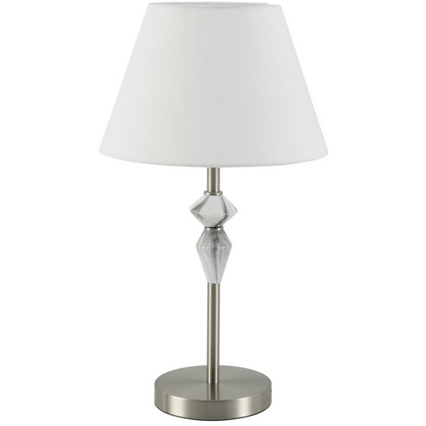 

Настольная лампа с выключателем Lumion Vermont 8274/1T никель/белый/серый, металл/керамика/ткань Е14 1*40W 220V, Vermont 8274/1T