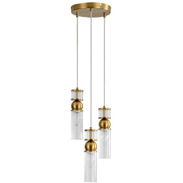 

Подвесной светильник Lumion Denver 8276/3A латунь/прозрачный, металл/стекло Е14 3*40W 220V, Denver 8276/3A