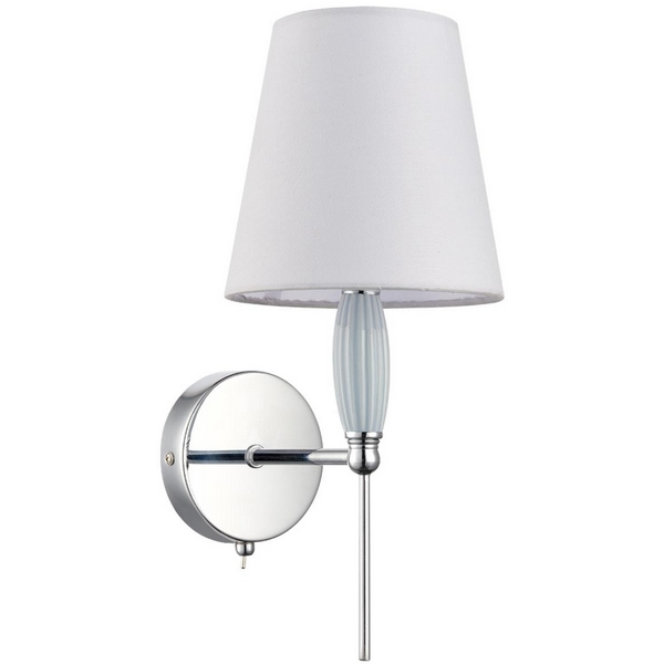

Бра с выключателем Lumion Karmen 8279/1W хром/серый, металл/керамика/текстиль Е14 1*40W 220V, Karmen 8279/1W