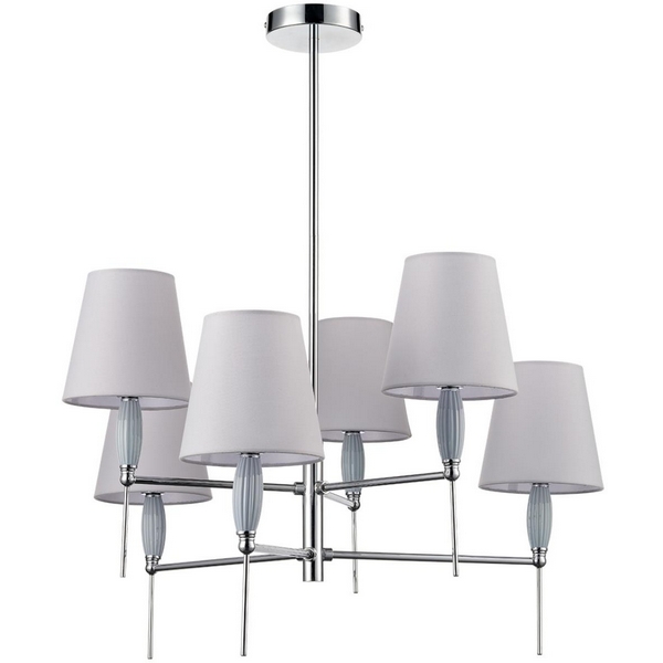 

Потолочная люстра на штанге Lumion Karmen 8279/6 хром/серый, металл/керамика/текстиль Е14 6*40W 220V, Karmen 8279/6