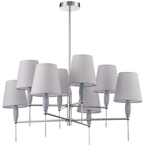 

Потолочная люстра на штанге Lumion Karmen 8279/8 хром/серый, металл/керамика/текстиль Е14 8*40W 220V, Karmen 8279/8