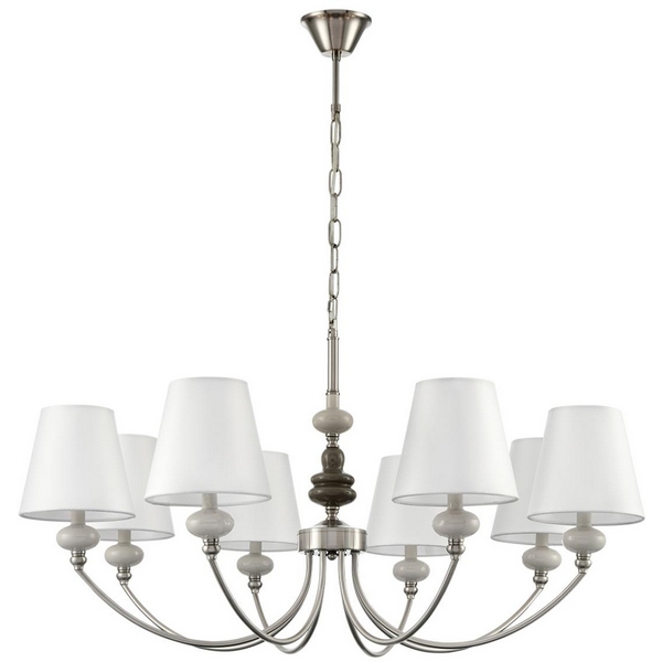 

Подвесная люстра Lumion Kentuki 8283/8 никель/белый, металл/керамика/текстиль Е14 8*40W 220V, Kentuki 8283/8