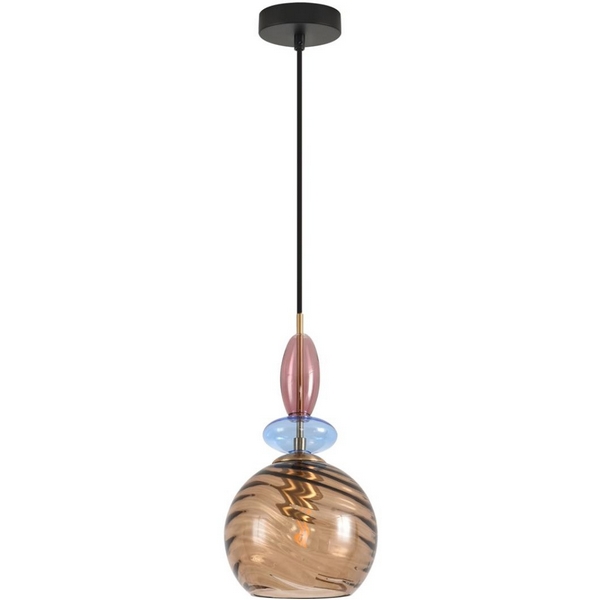 

Подвесной светильник со стеклянным декором Lumion Walma 8300/1A бронза/амбер/голубой/розовый, металл/стекло E27 1*40W 220V, Янтарный, Walma 8300/1A