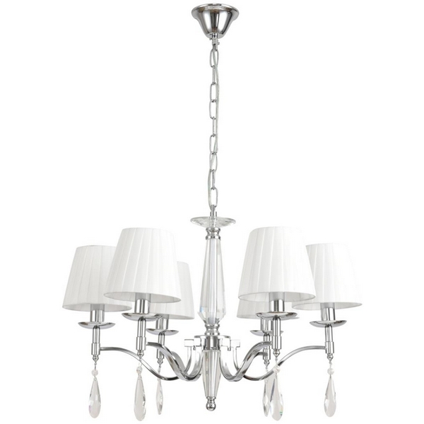 

Подвесная люстра Lumion Magda 8316/6 хром/белый, металл/хрусталь/текстиль E14 6*40W 220V, Magda 8316/6