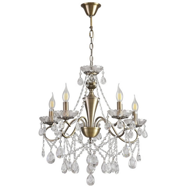 

Подвесная люстра с хрустальными подвесками в форме подсвечника Lumion Luina 8346/5 бронза/прозрачный, металл/хрусталь E14 5*40W 220V, Luina 8346/5