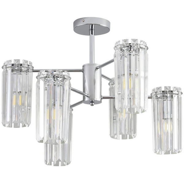 

Потолочная люстра на штанге с хрустальными подвесками Lumion Favla 8348/6C хром/прозрачный, металл/хрусталь E14 6*40W 220V, Favla 8348/6C