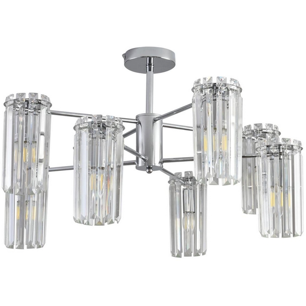 

Потолочная люстра на штанге с хрустальными подвесками Lumion Favla 8348/8C хром/прозрачный, металл/хрусталь E14 8*40W 220V, Favla 8348/8C