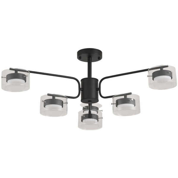 

Потолочная люстра светодиодная 42 вт на штанге Lumion Natalina 8349/6C черный/прозрачный, металл/стекло LED GX53 6*7W 220V, Natalina 8349/6C