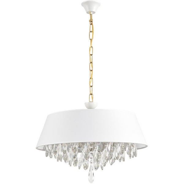 

Люстра подвесная Lumion Mitrim 8374/6 латунь/белый/прозрачный, металл/текстиль/хрусталь E27 6*60W 220V MITRIM, Mitrim 8374/6