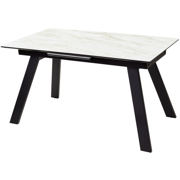 

Стол Морис 140 Бежевый мрамор, стекло/черный каркас (M-City), Морис 465M04273