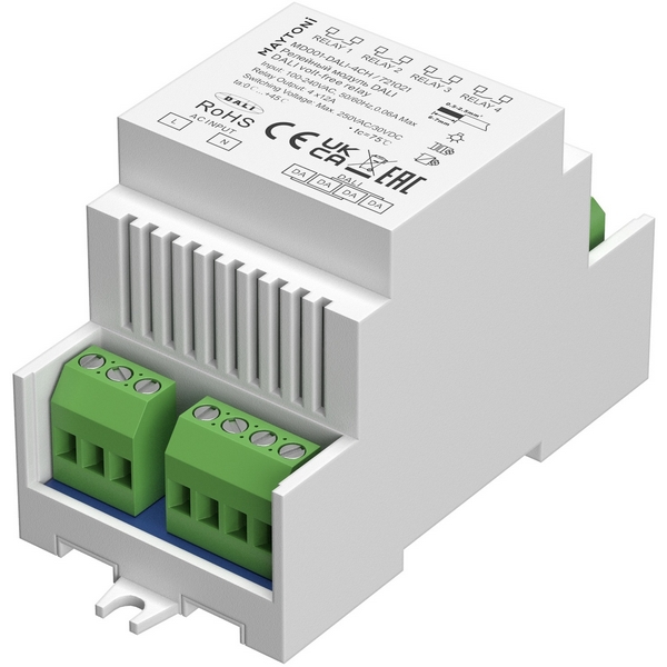

Релейный модуль DALI DT7 четырёхканальный 4x12A DIN Maytoni 721021, Модули 721021