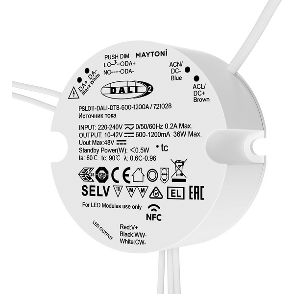 

Источник тока DALI NFC DT8 600-1200mA +PUSH DIM Maytoni Источники тока 721028, Источники тока 721028