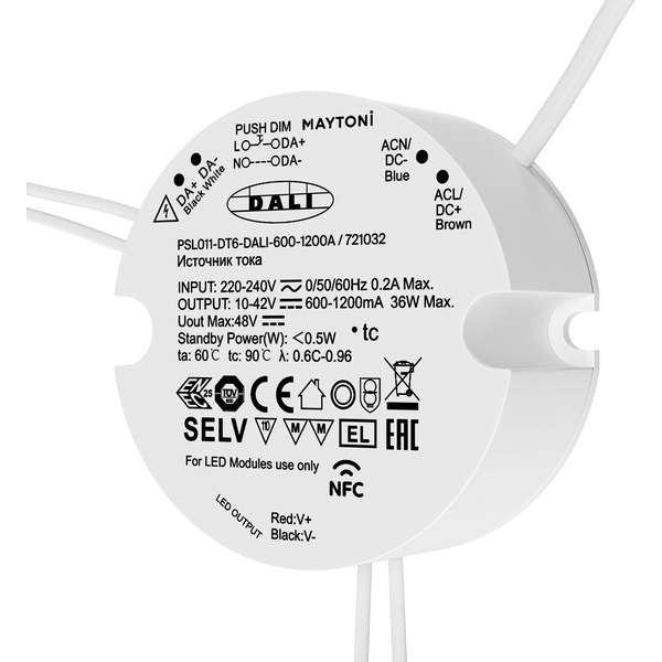 Изображение товара Источник тока DALI NFC DT6 600-1200mA +PUSH DIM Maytoni