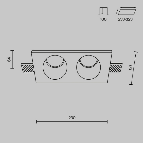 

Встраиваемый светильник Gyps Modern GU10 2x35Вт Maytoni Technical DL002-1-02-W, Белый, Gyps Modern DL002-1-02-W