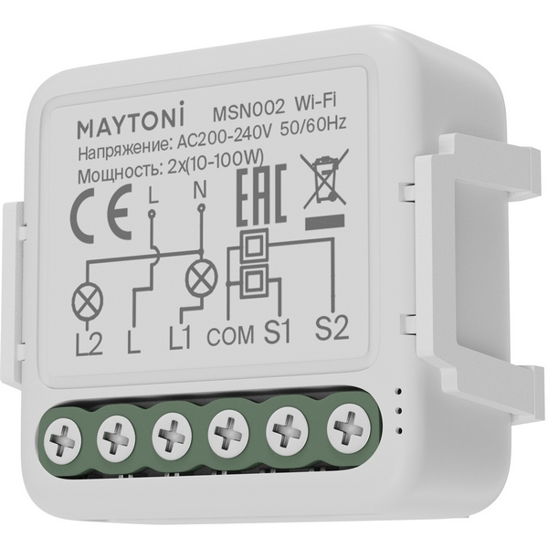 

Wi-Fi выключатель двухканальный (без нуля) Maytoni Wi-Fi Модуль MSN002, Белый, Wi-Fi Модуль MSN002