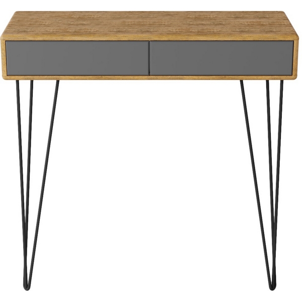 

Стол-консоль с ящиком Телфорд дуб американский/графит Mebelik 007022 (прямоугольная столешница, 2 ножки), 007022