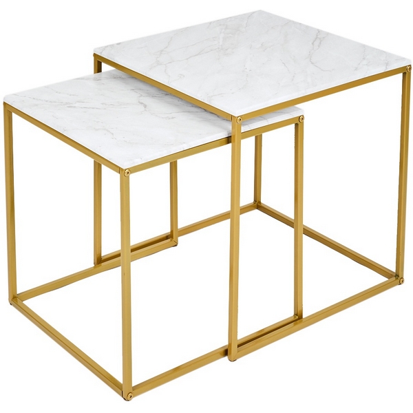 

Стол журнальный МеталлАрт М002 белый мрамор/золото Mebelik 009486, 009486