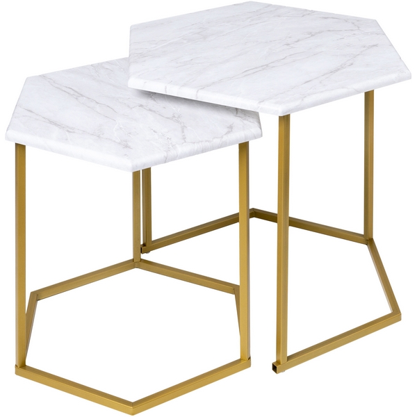 

Стол журнальный МеталлАрт М003 белый мрамор/золото Mebelik 009503, 009503