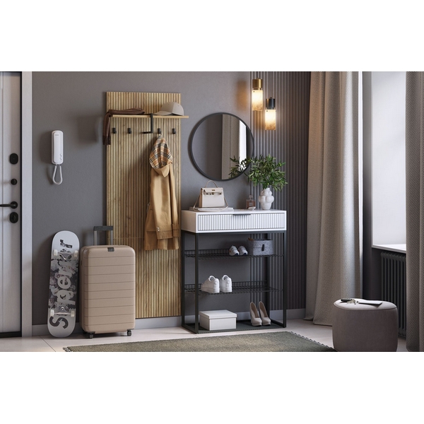 

Прихожая "Мебельсон К1" (1350х334х1750) Mebelson (ЛДСП,Пластик,Металл,Зеркало,МДФ/Дуб крафт золотой,Светлое дерево,Черный) арт.ПК0001Мебельсон.3529, ПК0001Мебельсон ПК0001Мебельсон.3529