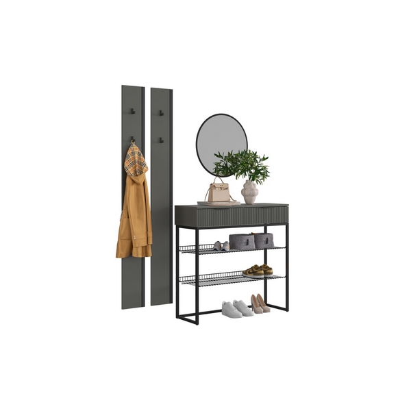Изображение товара Прихожая Мебельсон К20 из ЛДСП и МДФ с зеркалами графит и черный