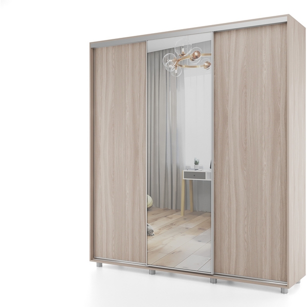 

Шкаф-купе, 177х60х230 Шимо светлый с зеркалом МАМА Prime 102098, Prime 102098