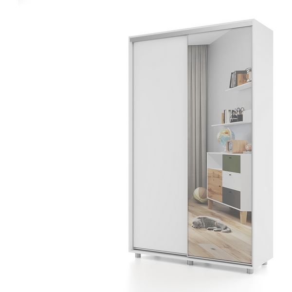 Изображение товара Шкаф-купе МАМА Prime 120х45х230 белый с зеркалом