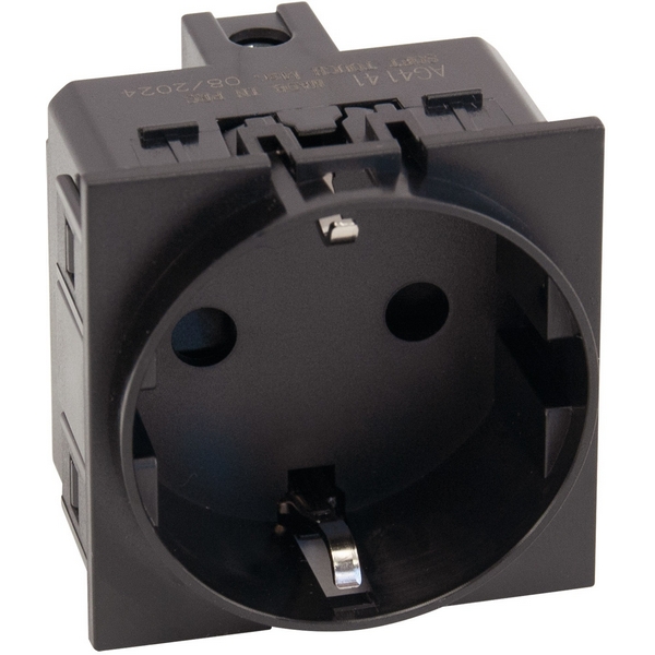 

Розетка 220V с/з со шторками винтовой зажим 16A (черный матовый) Meiton AG4141, AG4141